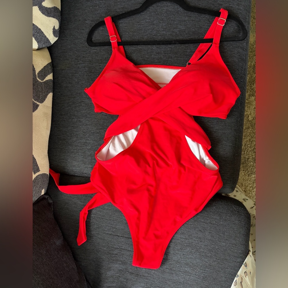 Red Cutout One-Piece Swimsuit